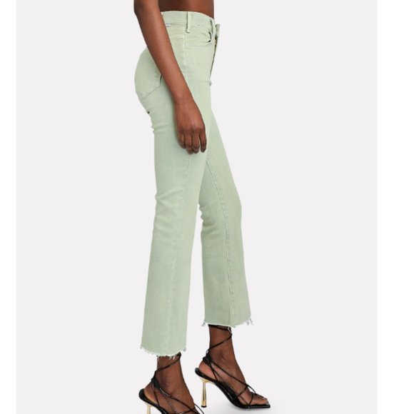 MOTHER Women's The Hustler Ankle Fray Jeans ( Green-Lt ) NWT - Picture 2 of 7